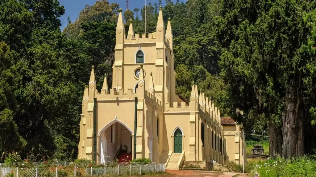 The colonial facade of St. Stephen's Church in Ooty